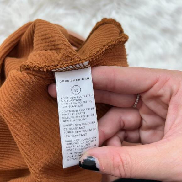 NEW Good American Brown Smock Textured One Piece Swimsuit Plus Size 5/6 2XL/3XL - Picture 6 of 6